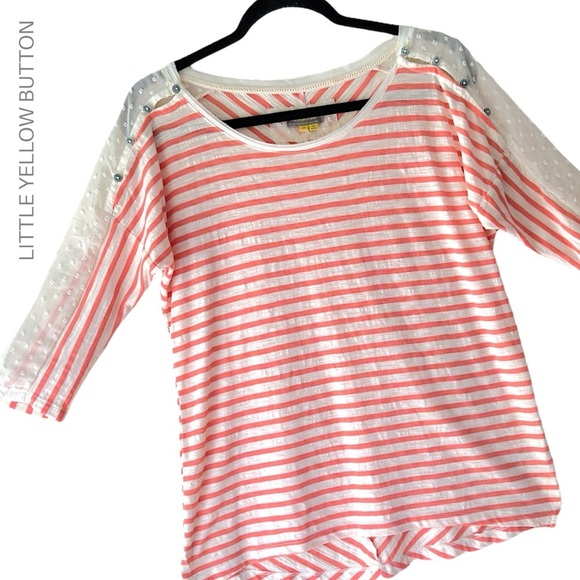 LITTLE YELLOW BUTTON x ANTHROPOLOGIE STRIPED BUTTON MABEL TOP | EXTRA SMALL - Picture 1 of 10